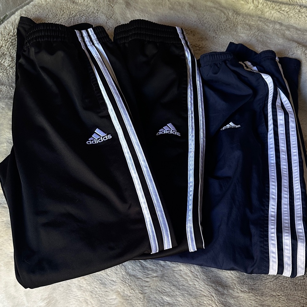 Adidas Kids Black and Navy Joggers